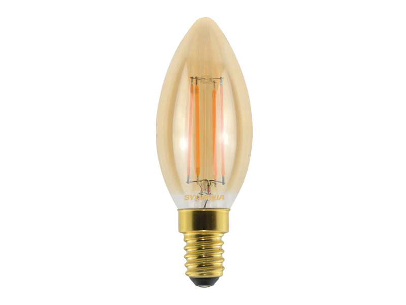 2,5W, 225lm, ToLEDo Retro Kynttilä, E14, 2500K, 35x97mm, Kulta, LED lamppu Sylvania