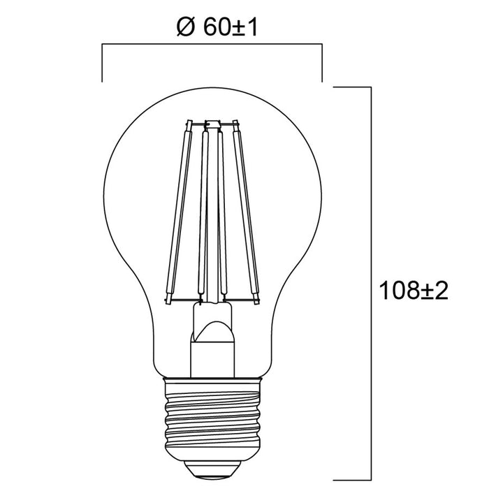 7W, 806lm, ToLEDo Retro A60, 2700K, E27, 60x108mm, Satiini, LED lamppu Sylvania