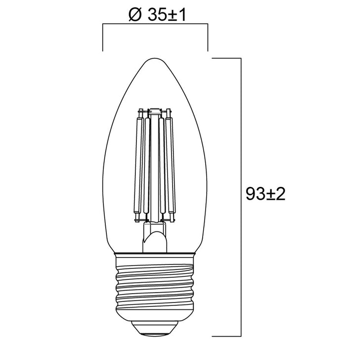 4.5W, 470lm, ToLEDo Retro Candle, E27, 2700K, 35x93mm, Satin, LED lamp Sylvania