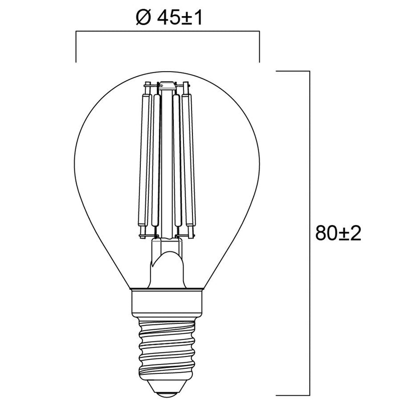4.5W, 470lm, ToLEDo Retro Ball, G45, E14, 2700K, 45x80mm, Clear, LED Lamp Sylvania