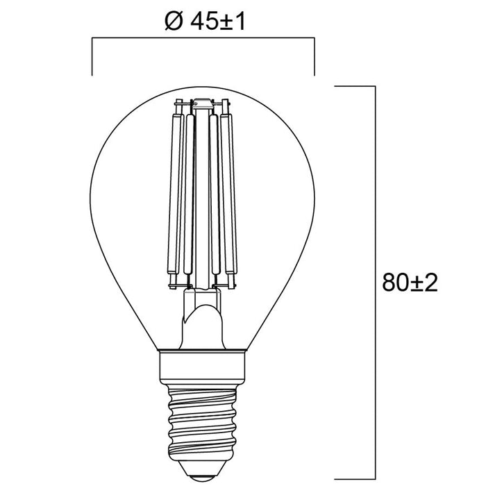 4,5W, 470lm, ToLEDo Retro Ball, G45, E14, 2700K, 45x80mm, Kirkas, LED Lamppu Sylvania