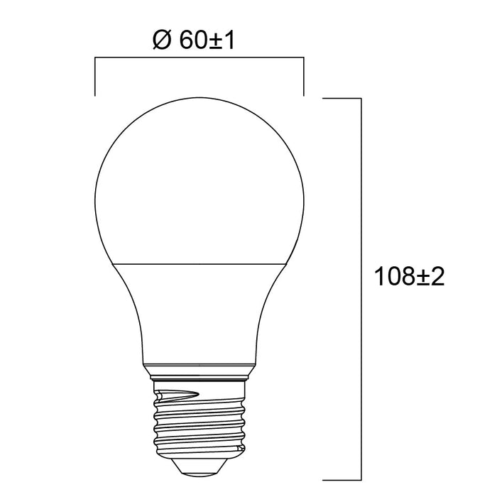 8W, 806lm, ToLEDo GLS, E27, 10pcs Multipack, 60x108mm, LED lamp Sylvania