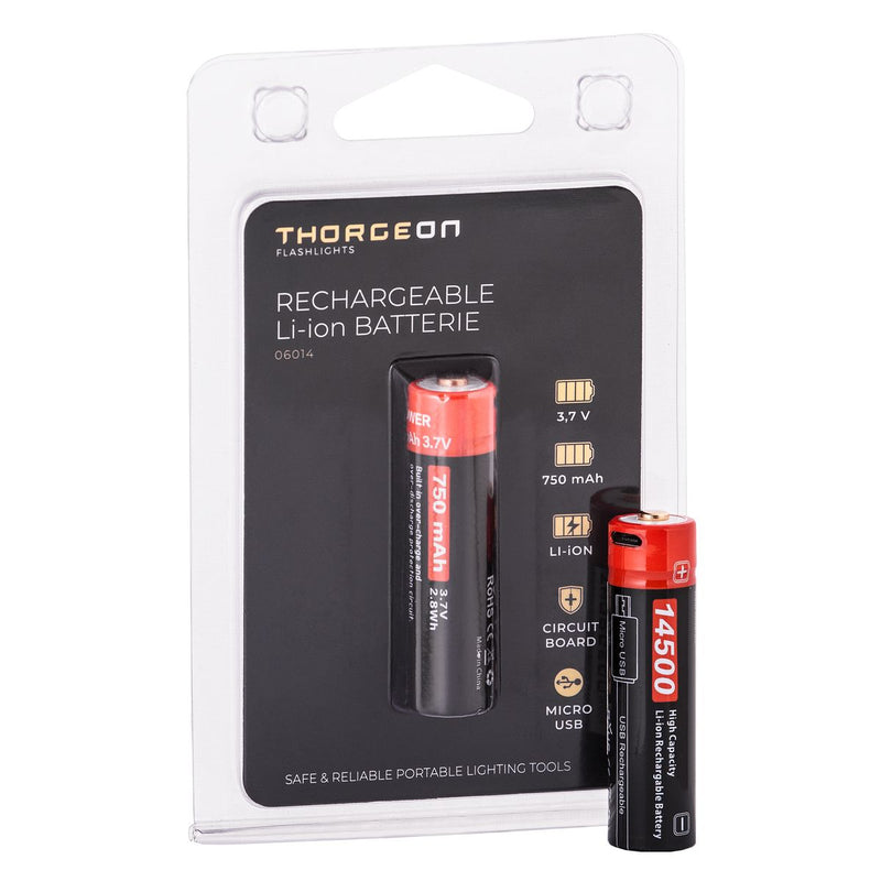 Uudelleen ladattava 750mAh 3.7V Li-ion paristo Thorgeon