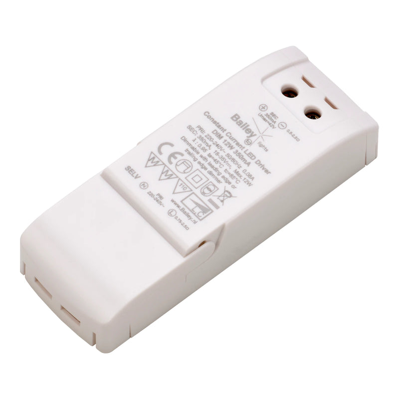 12W, 18-35V, CC LED DIM 350mA, 109x40x22mm, TRIAC-himmennettävä Led liitäntälaite