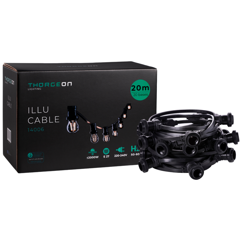 21.5m ILLU Cable E27 20 sockets 1m IP44 Light chain THORGEON
