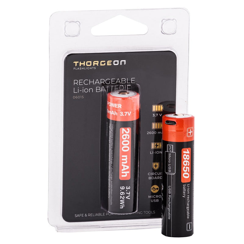 Uudelleen ladattava 2600mAh 3.7V Li-ion paristo Thorgeon