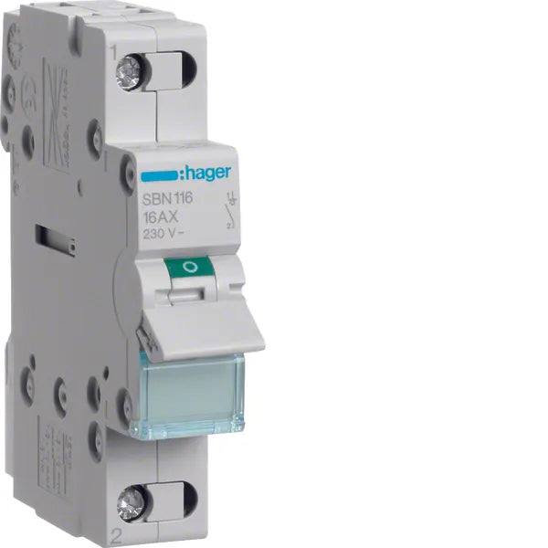 Hager 1-pole circuit breaker 16 A, 230 V, IP20