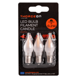 0.2W, 12lm, Filament Candle, E10, 2100K, 13x46mm, 3pcs LED lamp THORGEON