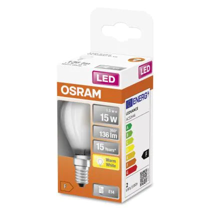 1.5W, 136lm, Retrofit Star Classic, E14, 2700K, 45x77mm, Led lamppu Ledvance