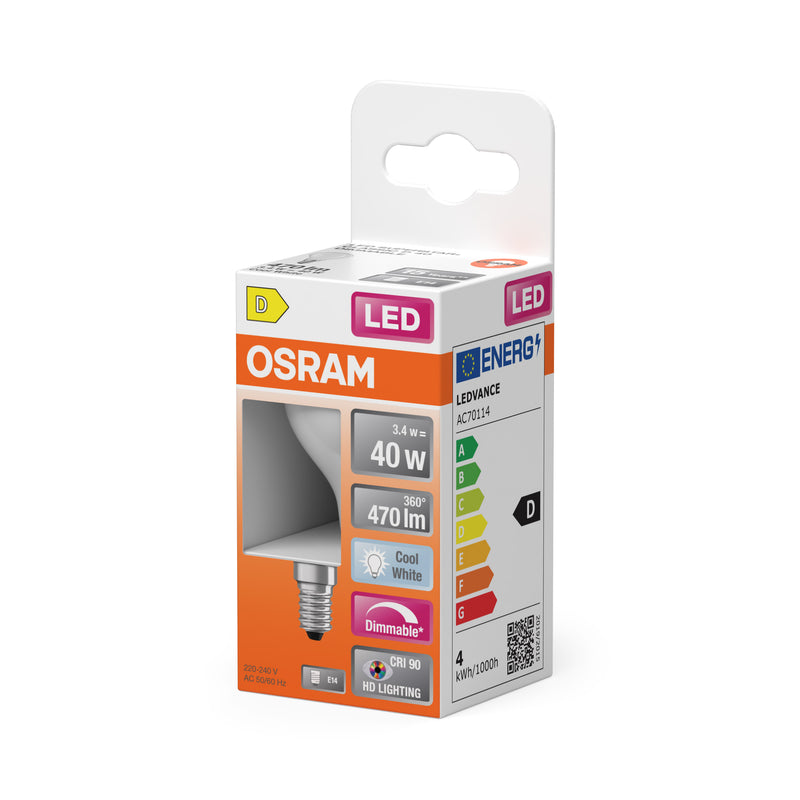 3.4W, 470lm, Superstar Plus Classic P40 Filament DIM Matt, E14, 4000K, 45x84mm, LED bulb Osram