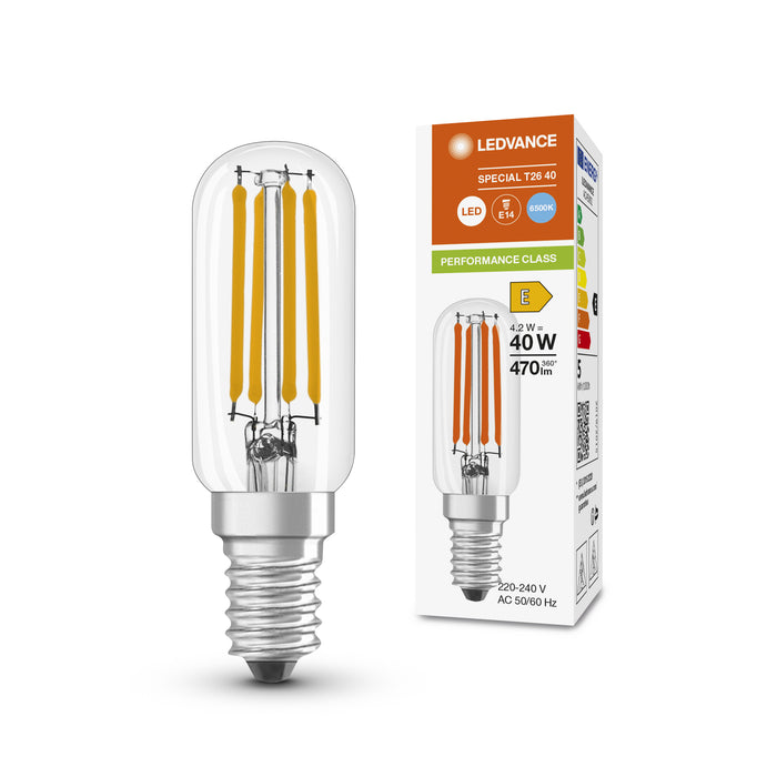 4,2W, 470lm, Special T26 Performance, E14, 2700K, 25x83mm, LED Jääkaappilamppu LEDVANCE