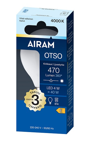 4W, 470lm, Otso, E14, 4000K, 45x78mm, Led lamppu Airam