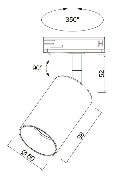 Beam Pro GU10, IP20 kohdevalaisinrunko, Valkoinen ja Musta 3-vaihekiskoon Airam