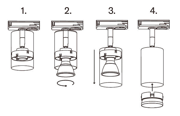 Beam Pro GU10, IP20 kohdevalaisinrunko, Valkoinen ja Musta 3-vaihekiskoon Airam