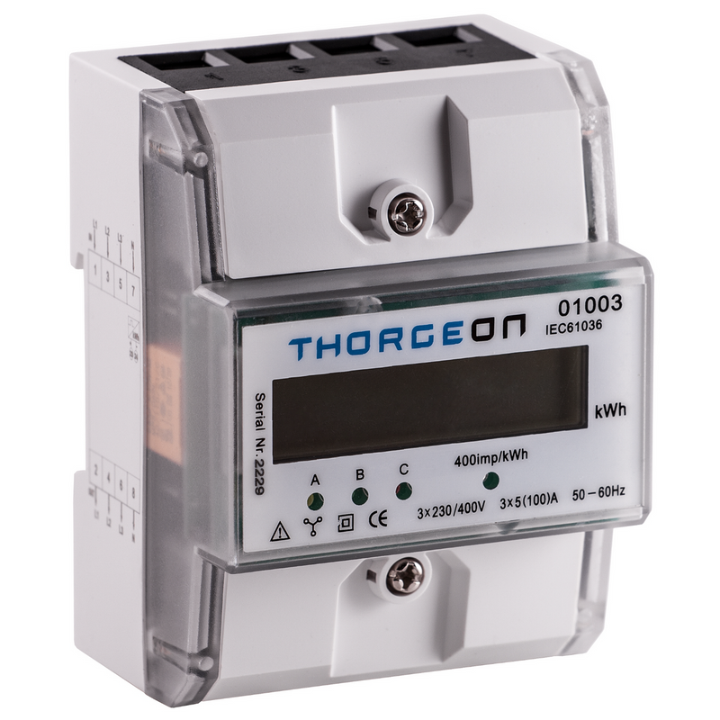 3-phase DIN rail-mounted energy meter 100A THORGEON