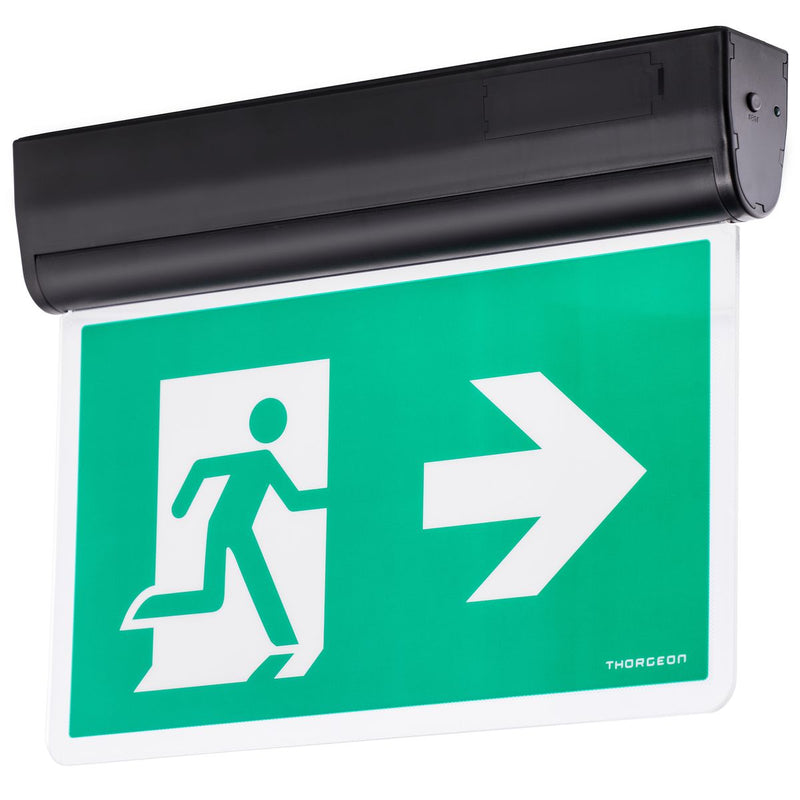 3W, 100lm, Emergency LED IP40, IK05, 3h-akulla, Musta LED Turvavalo THORGEON