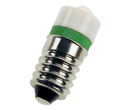 0.71W, 2lm,235V AC/DC, 10x24mm, E10, Green LED Signal Lamp