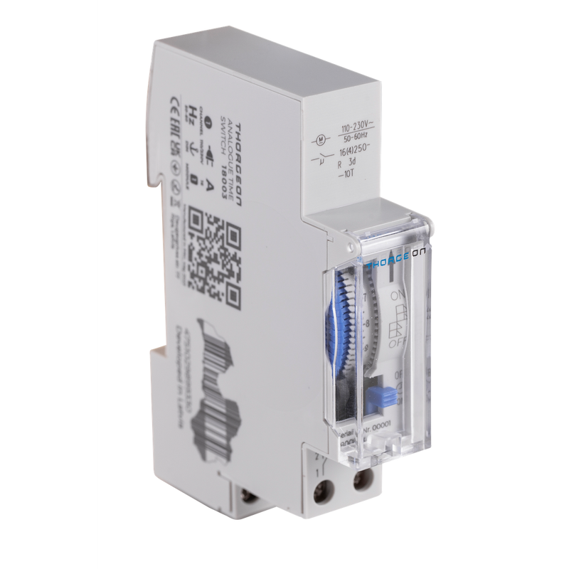 Din Rail Timer 1 Module DIN rail mounted analog timer switch 1-channel Thorgeon — Lumenled Oy