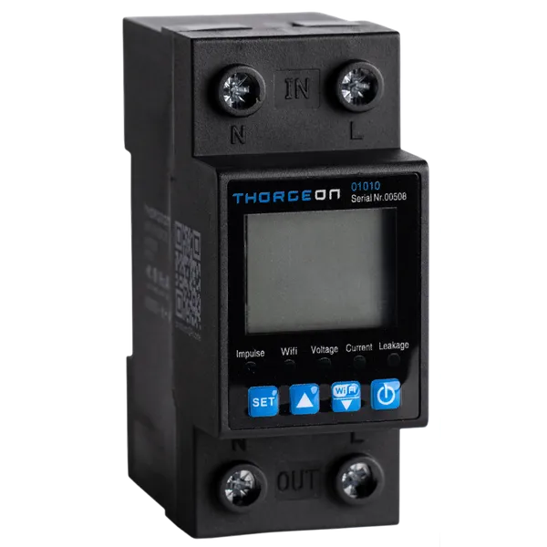 1-vaihe WiFi-energiamittari 63A 1P DIN-kiskoon asennettava IP20 THORGEON