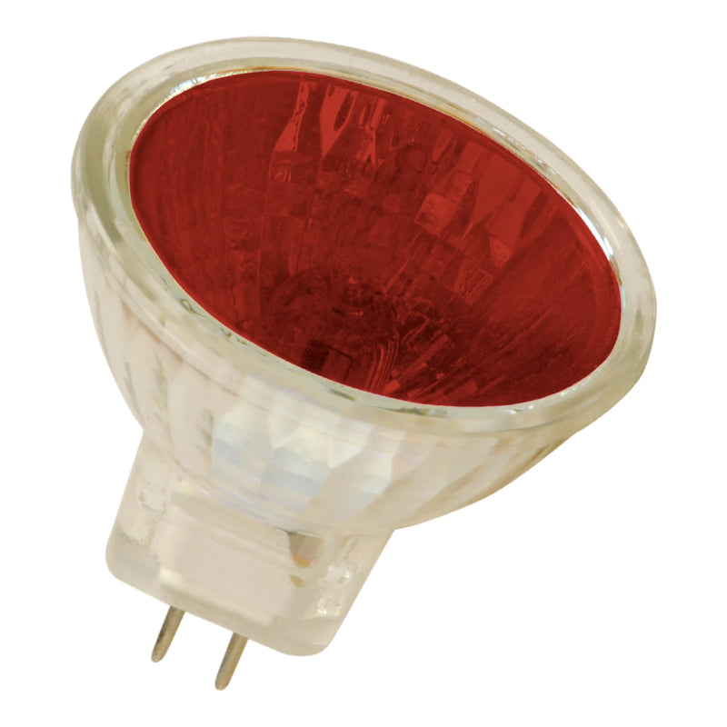 12V, 35W, MR11 30°, GU4, 2800K, 35x35mm, Punainen halogeenikohdelamppu