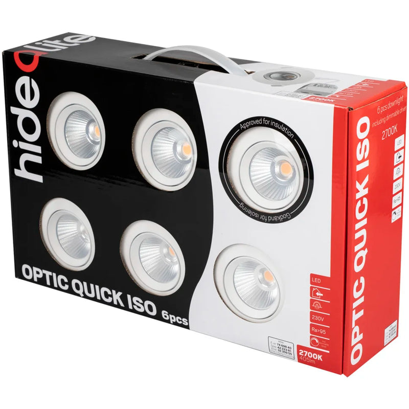 6W, 405lm, Optic Quick Iso 6 pcs, IP44, 3000K, 41x95mm, LED Alasvalosarja Hidealite
