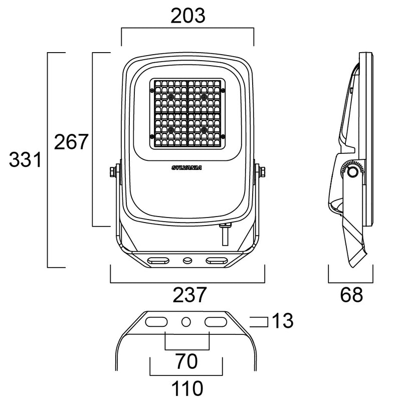 Sylvania Kalani ASYM LED Floodlight 23W 3400lm 4000K IP66 IK08 – Outdoor Use