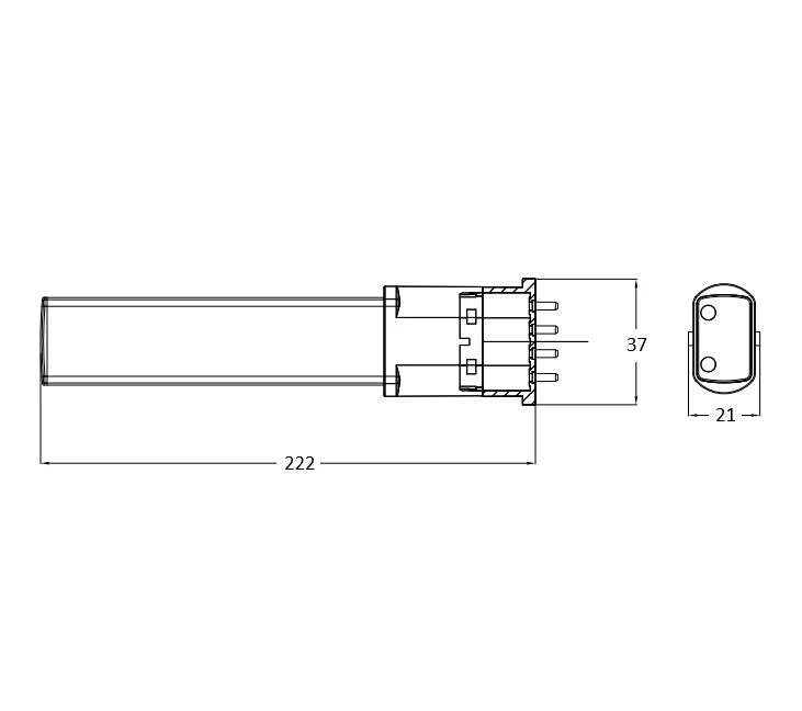 6W, 600lm PL TC-SEL, 2G7 4P, AC 220-240V, 37x222mm LED Socket lamp