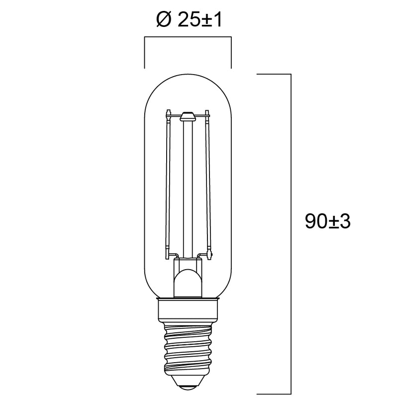 4.5W, 470lm, ToLEDo Retro T25, E14, 2700K, 25x90mm, Led lamppu Sylvania