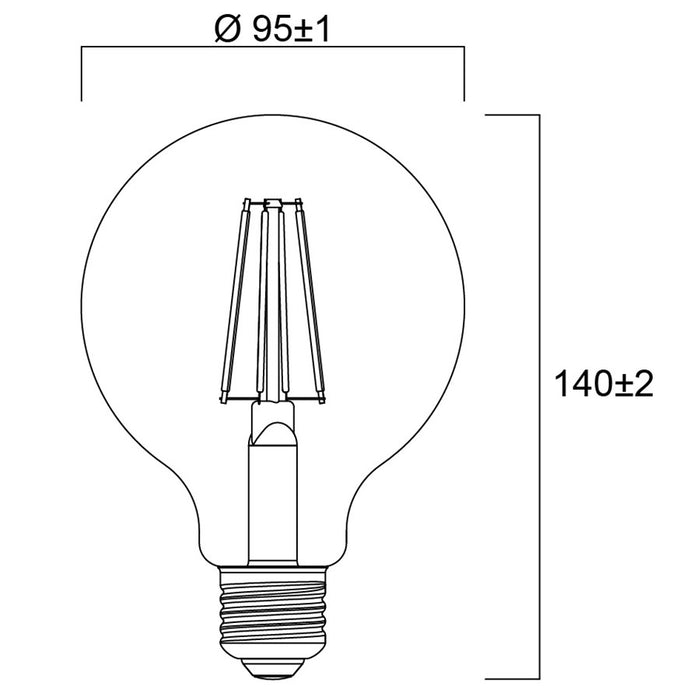 4W, 840lm, ToLEDo Platinum Retro G95, E27, 2700K, 95x140mm, Bright LED lamp Sylvania