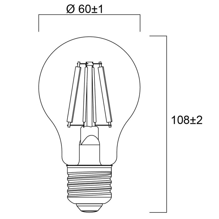 2.3W, 485lm, ToLEDo Platinum Retro GLS, E27, 60x108mm, LED lamp Sylvania