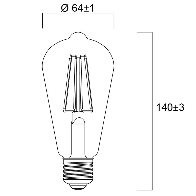 4W, 840lm, ToLEDo Platinum Retro ST64, E27, 2700K, 64x140mm, Kirkas LED lamppu Sylvania
