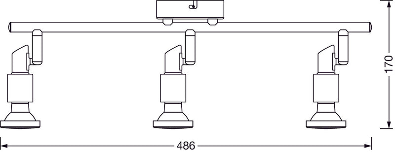 7.8W, 690lm, LED Spot BRUSHED SILVER, 3XGU10, 2700K, IP20, IK03, 90x486mm, LED Spotlight Osram