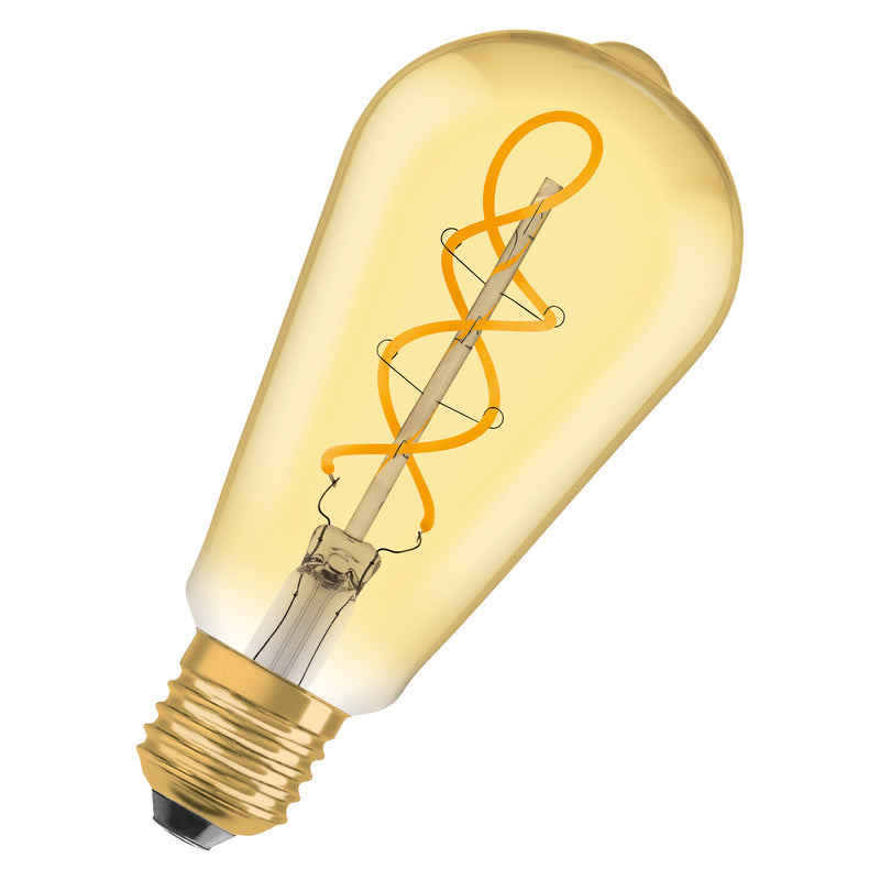 4W, 300lm, Vintage 1906 Edison 28 Filament GOLD, E27, 2000K, 64x143mm, LED Sisustuslamppu Osram