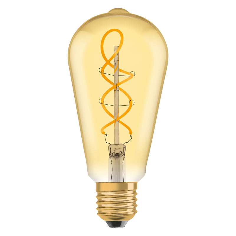 4W, 300lm, Vintage 1906 Edison 28 Filament GOLD, E27, 2000K, 64x143mm, LED Sisustuslamppu Osram