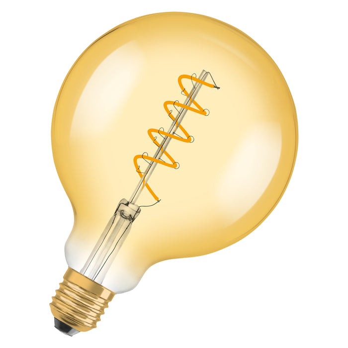 4W, 300lm, Vintage 1906 Globe 28 Filament GOLD, E27, 2000K, 124x168m, LED Sisustuslamppu Osram