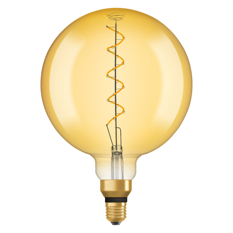4W,  300lm, Vintage 1906 Big Globe 28 Filament GOLD ,E27, 2000K, 200x290mm, LED Sisustuslamppu Osram