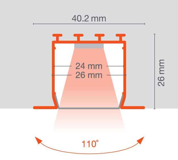 Leveä U-alumiiniprofiili LED-nauhoille LS AY -PW02/UW/39X26/14 Ledvance