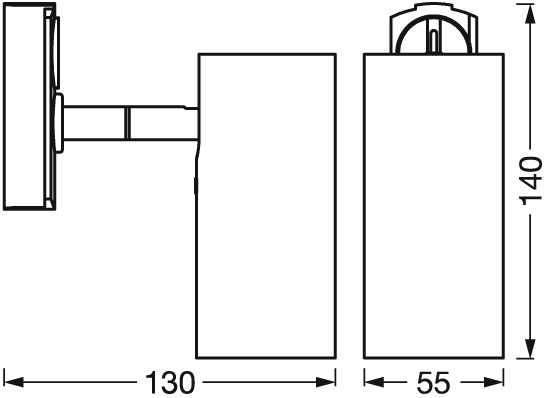 Tracklight Spot Cylinder GU10, IP20, 55x140mm, Track light Osram