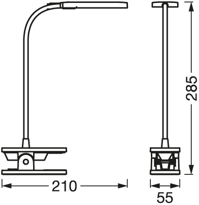 5.20W, 80lm, Panan Clip Square DIM, 4000K, IP20, 55x285mm, LED Table Lamp Osram