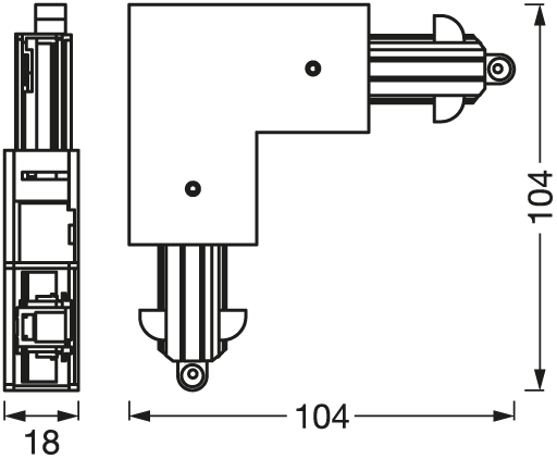 Tracklight Corner Connector, 2-piece Corner connector Osram