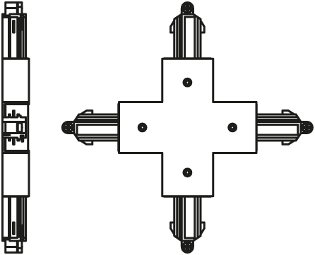 Tracklight Cross Connector, 18x172mm, 4-piece Track connector Osram