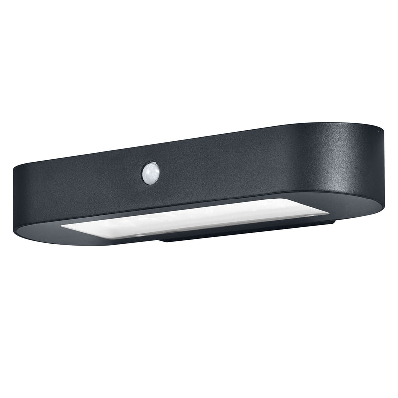 6W, 540lm, Endura Style Solar Oval Wall Sensor BLACK, IP44, 125x340mm, LED Ulkoseinävalaisin aurinkokennolla Osram