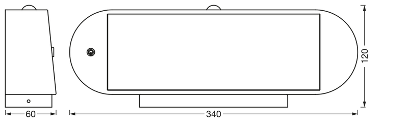 6W, 540lm, Endura Style Solar Oval Wall Sensor BLACK, IP44, 125x340mm, LED Ulkoseinävalaisin aurinkokennolla Osram