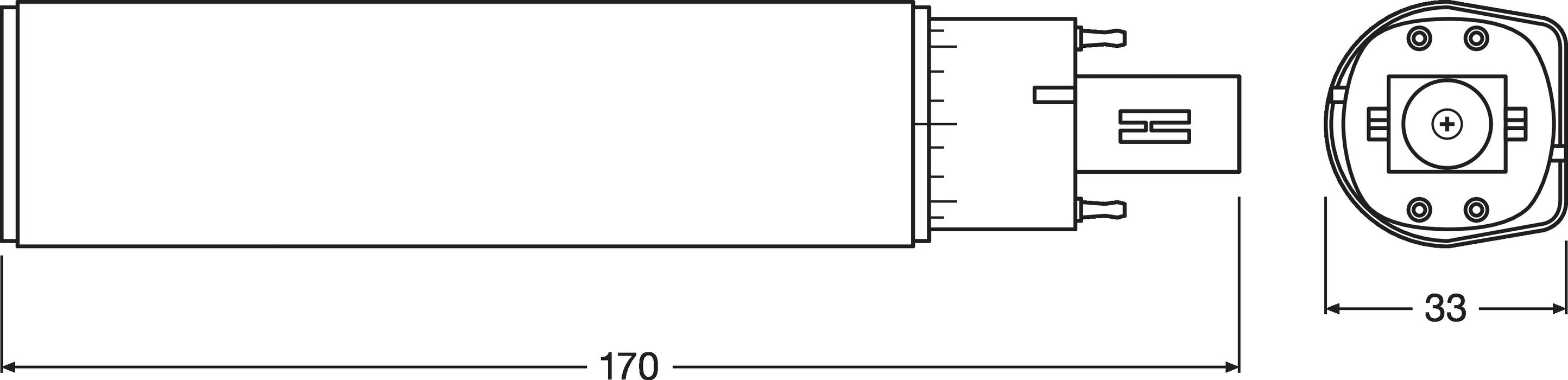 10W, 990/1100lm, Dulux D/E HF & AC Mains Value, G24Q-3, 33x169mm LED Pistokantalamppu LEDVANCE