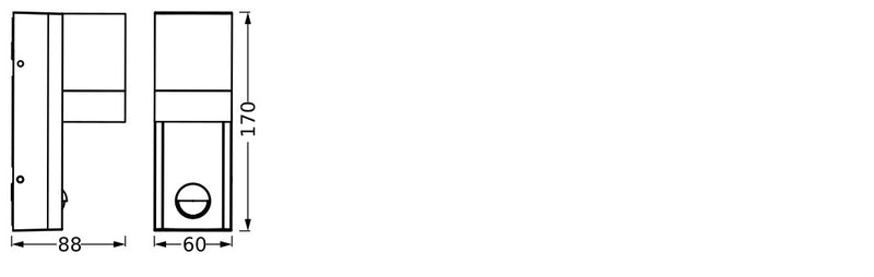 Endura Classic Isidor Wall Sensor DARK GRAY, GU10, IP65, IK05, Ulkoseinävalaisinrunko liike- ja päivänvalotunnistimella Osram