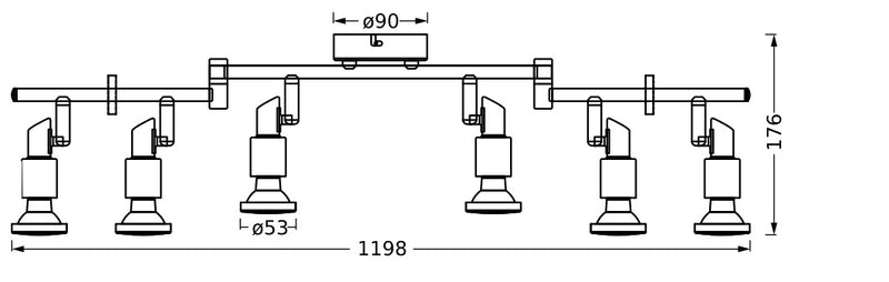 20.4W, 1380lm, LED Spot DIM, 6XGU10, 2700K, IP20, IK06, 90x1198mm, LED Spotlight Osram