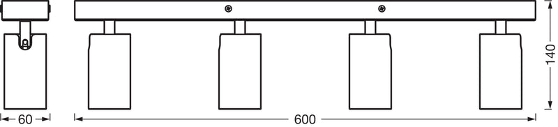 13.6W, 920lm, LED Spot Octagon DIM, 4XGU10, 2700K, IP20, IK03, 60x600mm, LED Kohdevalaisin Osram