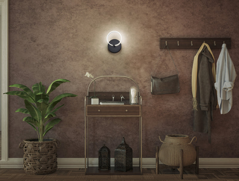 8W, 370lm, Decor Circle Wall Click CCT BLACK, 3000K/4200K/6500K, IP20, 95x225mm, Sisustuksellinen LED Seinävalaisin Osram