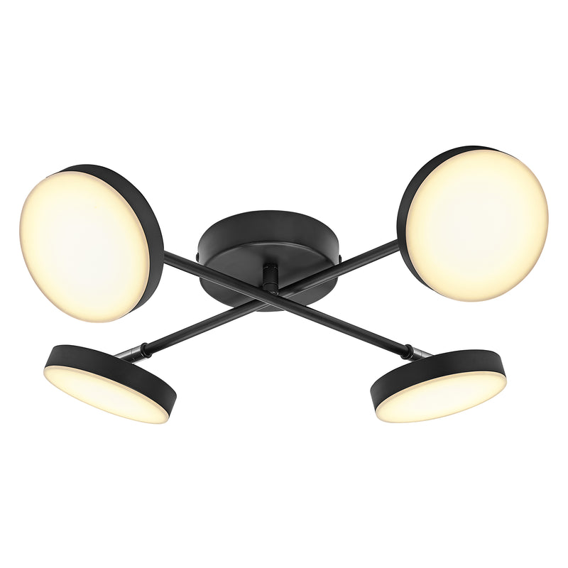 21W, 1120lm, Decor Spot Moon 4Spot Cross BLACK, 3000K, IP20, IK03, Sisustuksellinen LED Kattovalaisin Osram