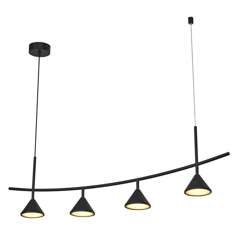 16W, 620lm, Decor Fuji 4XPendant Linear BLACK, 3000K, IP20, 140x1250mm, LED Kattovalaisin Osram